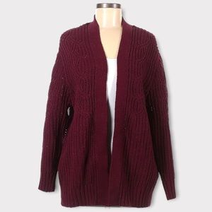 A NEW DAY | Maroon Chunky Knit Cardigan